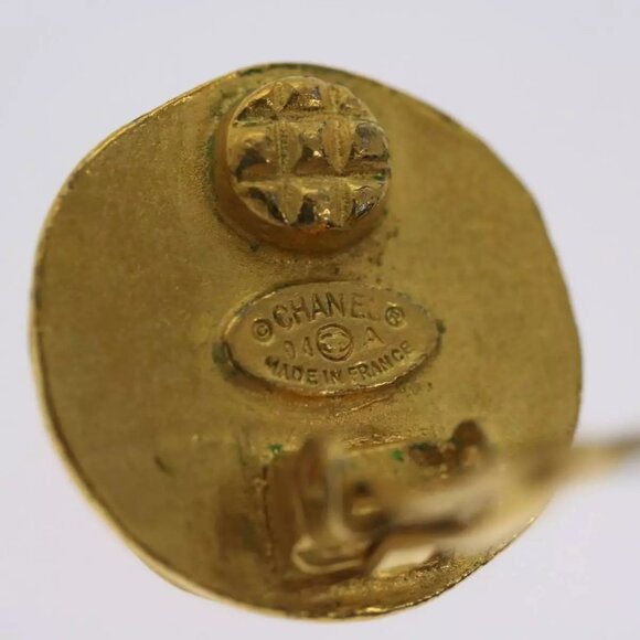 CHANEL Triple Coco Earring Gold CC Auth - Picture 10 of 16